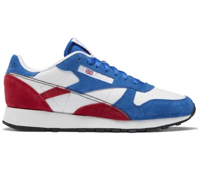 Pre-owned Reebok Men's  Classic Leather Make It Yours Red Sneakers In Vector Blue/vector Red/footwear White In Multi