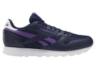 Pre-owned Reebok Men's  Classic Leather Purple Sneakers In Vector Navy Blue/regal Purple/white