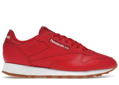 Pre-owned Reebok Men's  Classic Leather Red Sneakers In Vector Red/footwear White/ Rubber Gum