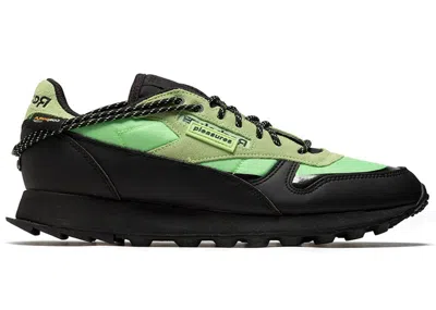 Pre-owned Reebok Men's  Classic Leather Trail Pleasures Sneakers In Neon Mint/core Black