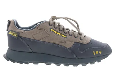 Pre-owned Reebok Men's  Classic Leather Trail Spyder Sneakers In Cement/pure Grey/boldly Yellow