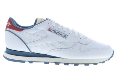 Pre-owned Reebok Men's  Classic Leather White Sneakers In Footwear White/blue Slate/asteroid Dust In Multi