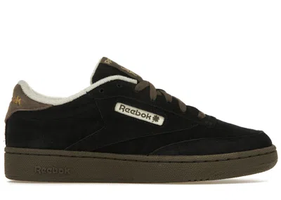 Pre-owned Reebok Men's  Club C 85 End. Stout Sneakers In Core Black/grout/pale Yellow