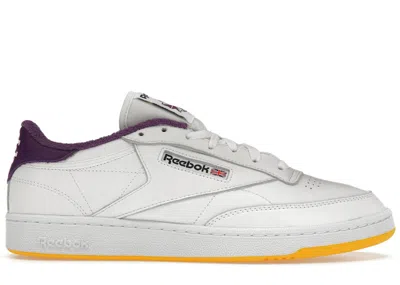Pre-owned Reebok Men's  Club C 85 Eric Emanuel White Purple Yellow Sneakers In Regal Purple/retro Yellow