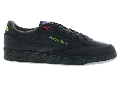 Pre-owned Reebok Men's  Club C 85 Vintage Black Pink Green Sneakers In Grey