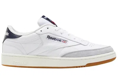 Pre-owned Reebok Men's  Club C 85 White Sneakers In Footwear White/vector Navy Blue/rubber Gum 6