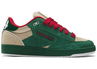 Pre-owned Reebok Men's  Club C Bulk College Dropout Green Sneakers In Dark Green/oat/clay Yellow