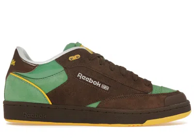 Pre-owned Reebok Men's  Club C Bulk College Dropout Sneakers In Brown/green/yellow