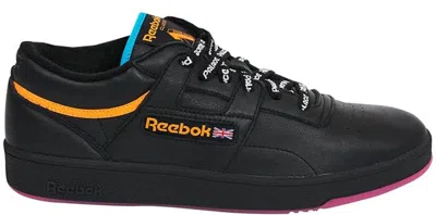 Pre-owned Reebok Men's  Club Workout Sneakers In Black/neon Orange/neon Blue In Multi