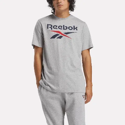 Reebok Men's  Identity Big Stacked Logo T-shirt In Gray