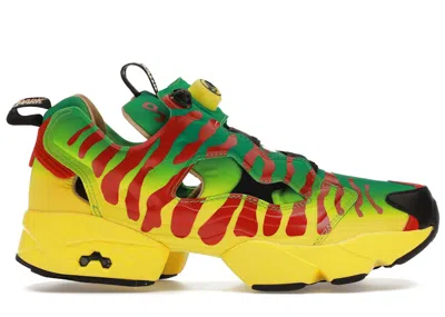 Pre-owned Reebok Men's  Instapump Fury Jurassic Park Sneakers In Green/yellow/red
