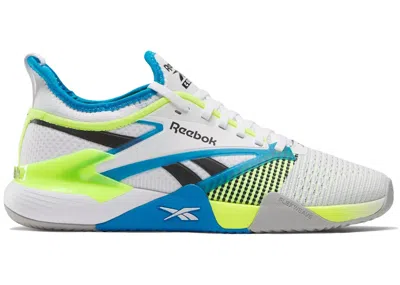 Pre-owned Reebok Men's  Nano Court Sneakers In White/digital Lime/aqua
