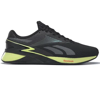 Pre-owned Reebok Men's  Nano X3 Black Sneakers In Core Black/energy Glow/smash Orange In Multi