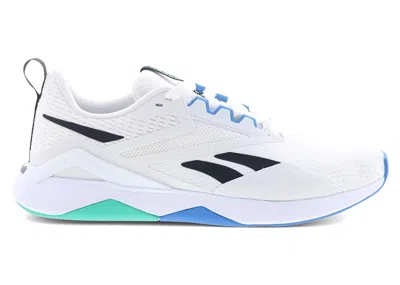 Pre-owned Reebok Men's  Nanoflex Tr 2.0 White Sneakers In Footwear White/black/unleashed Green In Multi