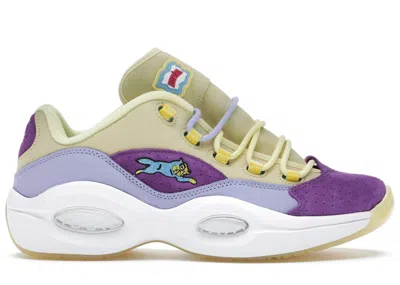 Pre-owned Reebok Men's  Question Low Bbc Ice Cream Running Dog Sneakers In Yellow/purple
