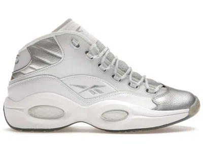 Pre-owned Reebok Men's  Question Mid 25th Anniversary Silver Toe Sneakers In Footwear White/silver Metallic In Multi