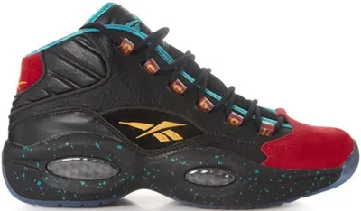 Pre-owned Reebok Men's  Question Mid Burn Rubber Apollos Young Sneakers In Black/garnet/teal