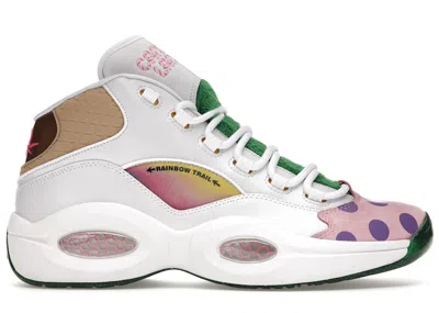 Pre-owned Reebok Men's  Question Mid Candy Land Sneakers In White/pixie Green/goal Green