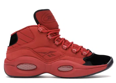 Pre-owned Reebok Men's  Question Mid Heart Over Hype Sneakers In Black/scarelet Red/gold Metallic