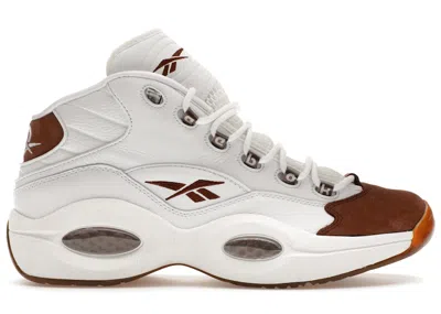 Pre-owned Reebok Men's  Question Mid Mocha Toe Sneakers In Footwear White/brush Brown