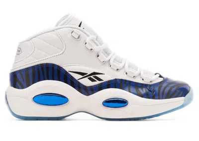Pre-owned Reebok Men's  Question Mid Panini Tiger Prizm Sneakers In White/classic Cobalt Blue/black