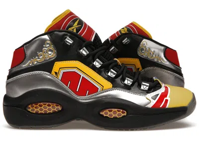 Pre-owned Reebok Men's  Question Mid Power Rangers Megazord Sneakers In Black/silver Metallic/vector Red