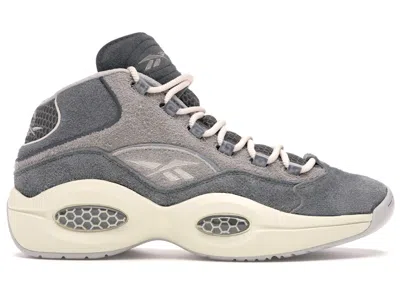 Pre-owned Reebok Men's  Question Mid Suede Sneakers In Grey/steel/chalk White