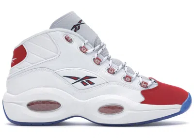 Pre-owned Reebok Men's  Question Mid Toe 25th Anniversary Sneakers In White/red In Multi