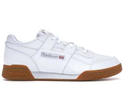 Pre-owned Reebok Men's  Workout Plus Gum Sneakers In White/carbon/ Red