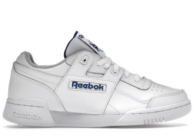 Pre-owned Reebok Men's  Workout Plus Sneakers In White/royal