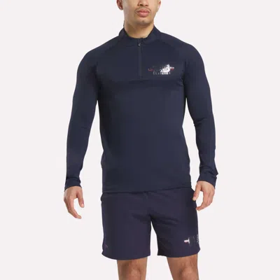 Reebok Men's  X F45 Training Coach Quarter-zip Top In Blue