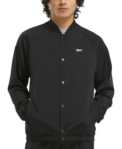 Reebok Men's Regular-fit Snap-front Basketball Jacket In Black