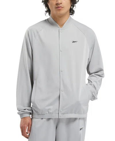 Reebok Men's Regular-fit Snap-front Basketball Jacket In Pure Gry