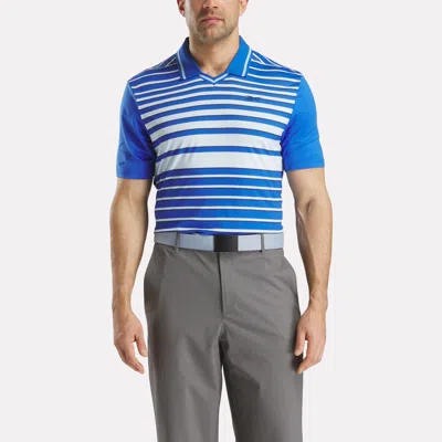 Reebok Men's Short Sleeve Stripe Pullover Polo Shirt With Tipped Rib Collar In Blue
