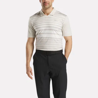 Reebok Men's Short Sleeve Stripe Pullover Polo Shirt With Tipped Rib Collar In White
