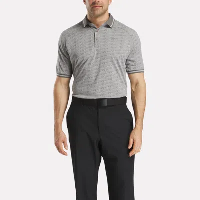 Reebok Men's Short Sleeve Tonal Vector Jacquard Polo Shirt With Tipped Rib Trim In Gray
