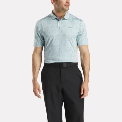 Reebok Men's Short Sleeve Tournament Etching Print Polo Shirt In Blue