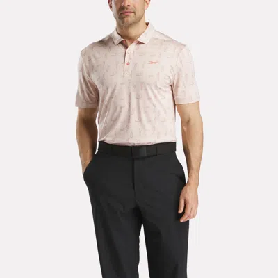Reebok Men's Short Sleeve Tournament Etching Print Polo Shirt In Neutral