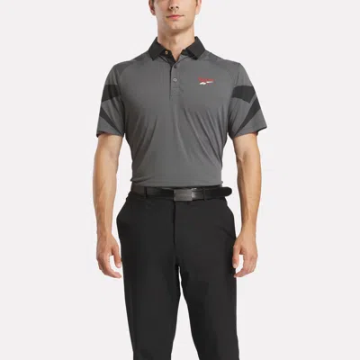 Reebok Men's Signature Vector Colorblocked Polo Shirt In Black