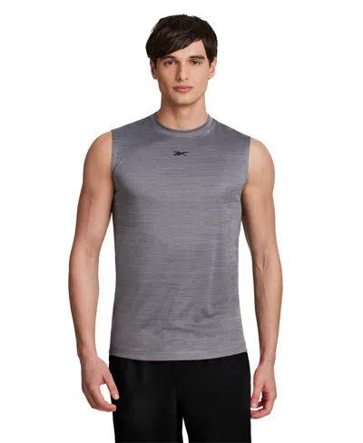 Reebok Men's Sleeveless Logo Tech Tank Top In Gray
