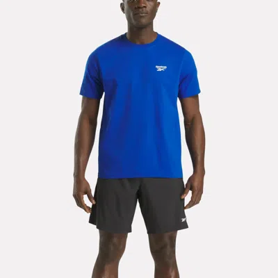 Reebok Men's Small Logo Crewneck Short Sleeve T-shirt In Blue