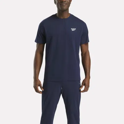 Reebok Men's Small Logo Crewneck Short Sleeve T-shirt In Blue