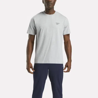 Reebok Men's Small Logo Crewneck Short Sleeve T-shirt In Gray