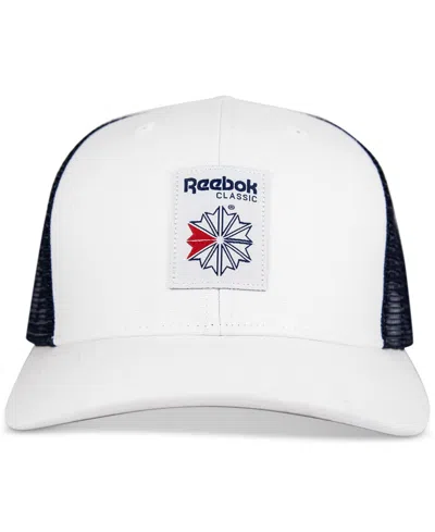 Reebok Men's Union Jack Wheel Canvas & Mesh Trucker Cap In Blue