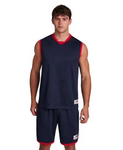 Reebok Men's United V-neck Logo Jersey Tank In Blue