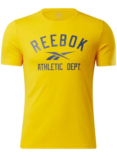 Reebok Mens Logo Fitness Shirts & Tops In Yellow