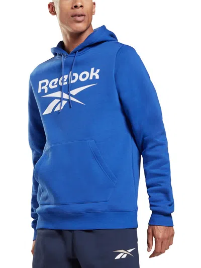 Reebok Mens Logo Fleece Hoodie In Blue