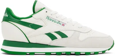 Reebok Classic Leather 1983 Vintage Sneakers In White With Green Detail In Chalk/glen Green/core Black