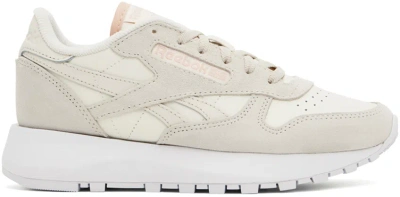 Reebok Off-white & Taupe Classic Leather Sneakers In Bon/chalk/blush
