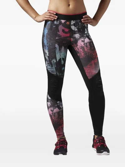 Reebok One Series Zone Graphic-print Leggings In Multi